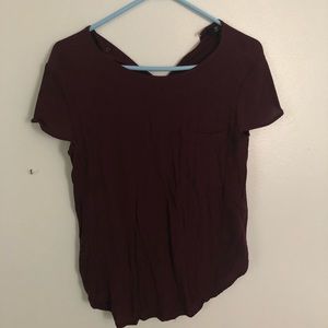 Burgundy scoop hem top